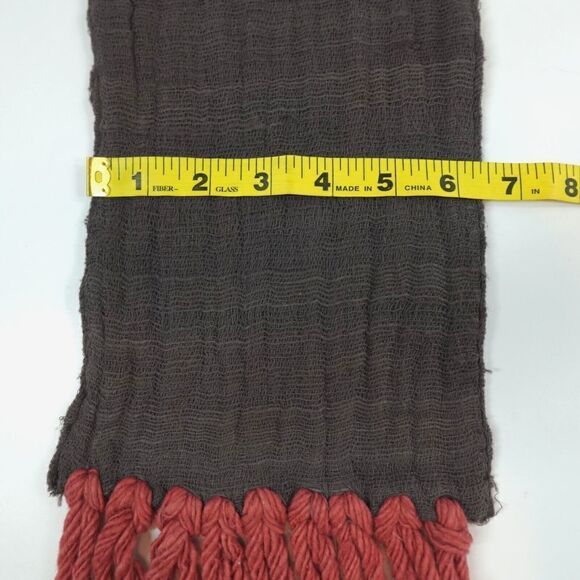 LemLem Scarf Womens Brown Gauzy Fringe Liya Kebede Artisan Woven Boho Lagenlook - Picture 9 of 10